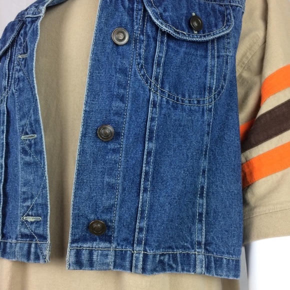 Vintage denim jacket blue jean sleeveless vest Top - Picture 7 of 8